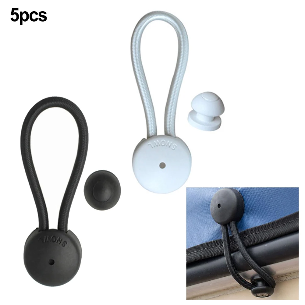 5pcs Shock Cord Fastener Bungee Cord Clip With Knob For Tent Boat Yacht RV Cover Elastic Rope Lace Fixed Boat Pole Camping Parts