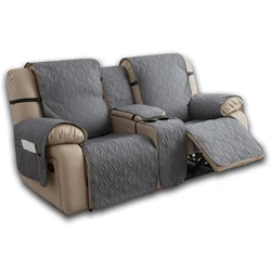 Recliner Slipcover With Center Console 100% Waterproof Pet Cover For Recliner With Straps For Bedroom Office Home Decor