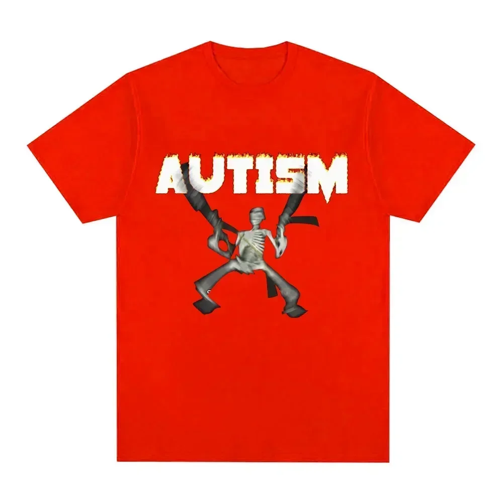 Autismo Scheletro Meme T Shirt Umorismo Divertente Teschio Uomo Donna Moda Hip Hop T-shirt Casual Cotone Manica corta T-shirt oversize