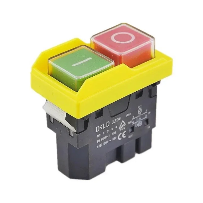 DKLD DZ04 4 Pins Waterproof Electromagnetic Push Button Switches ON OFF Start Stop Switch for Grinding Machine 250VAC 8(6)A