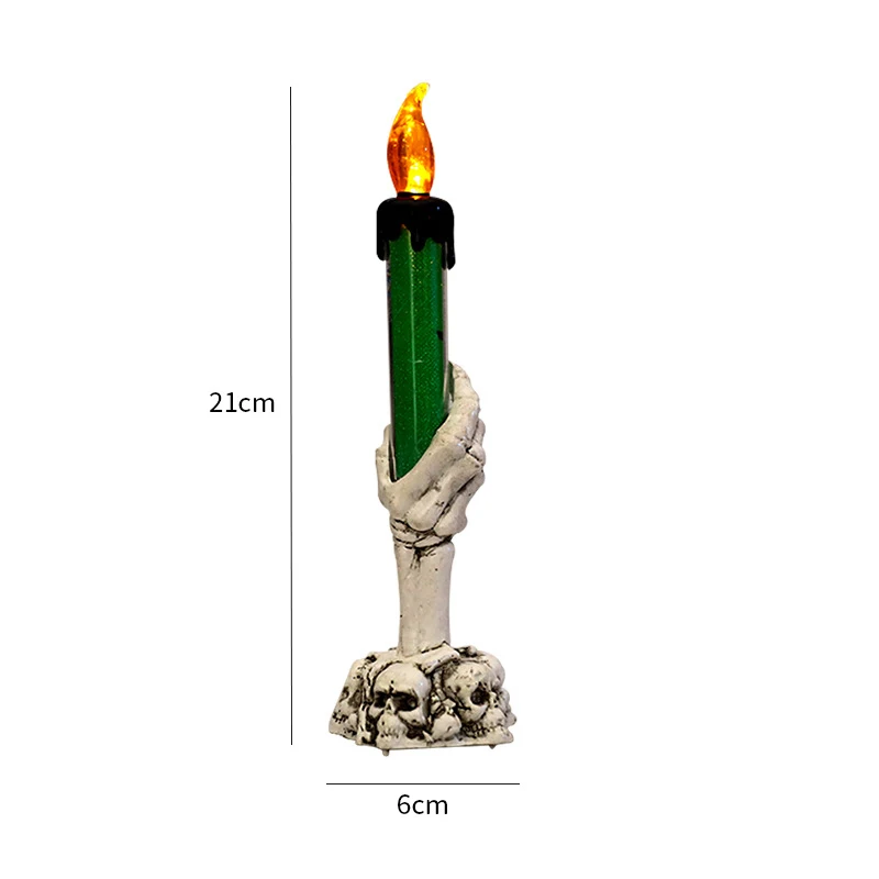 Properti dekorasi Halloween lampu lilin elektronik, wadah lilin elektronik Skeleton, dekorasi pesta Festival seram