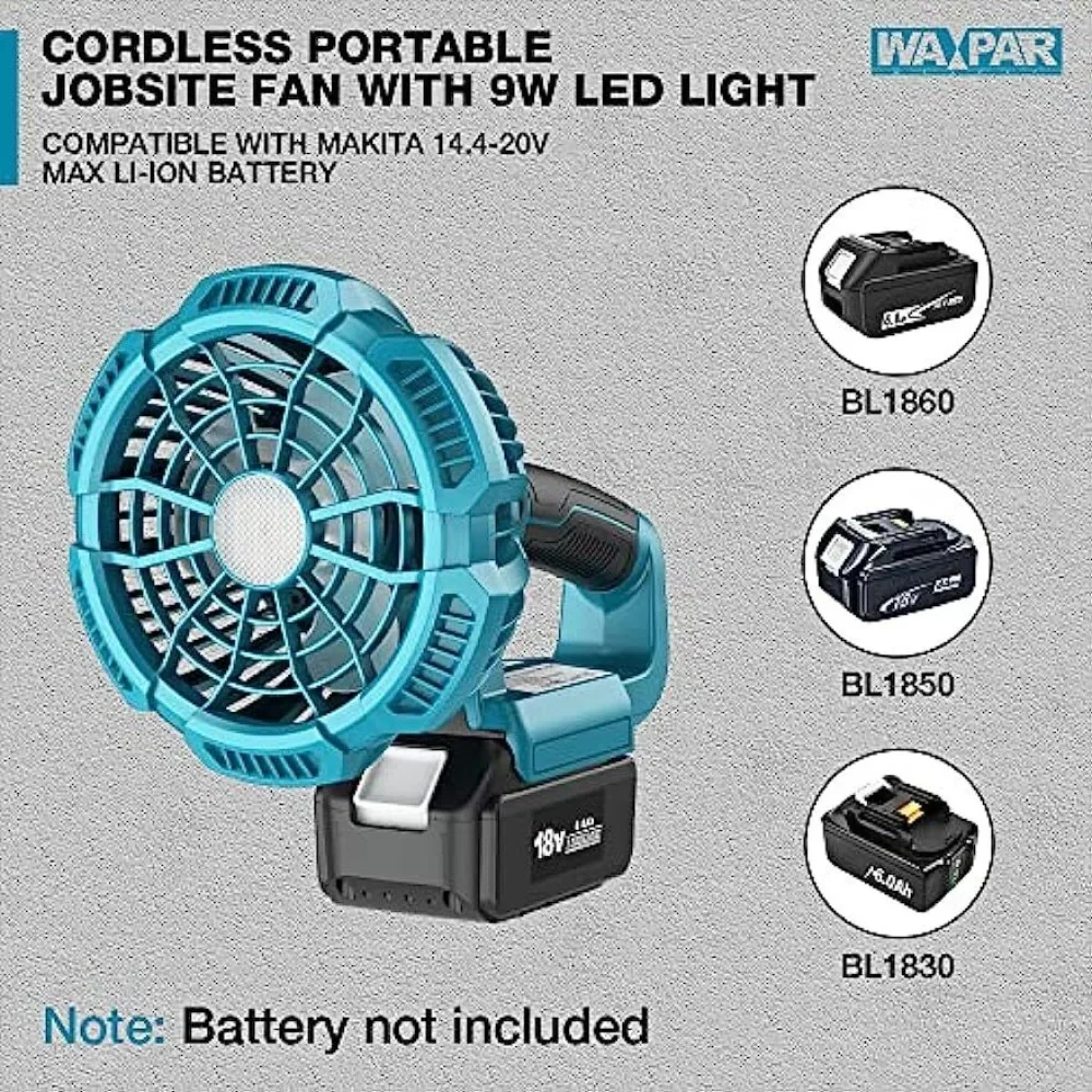 Portable Tent Fan Desk Fan with Remote Lantern for Makita 18v Li-ion Battery Cordless Camping Fan Portable  with USB Port Remote