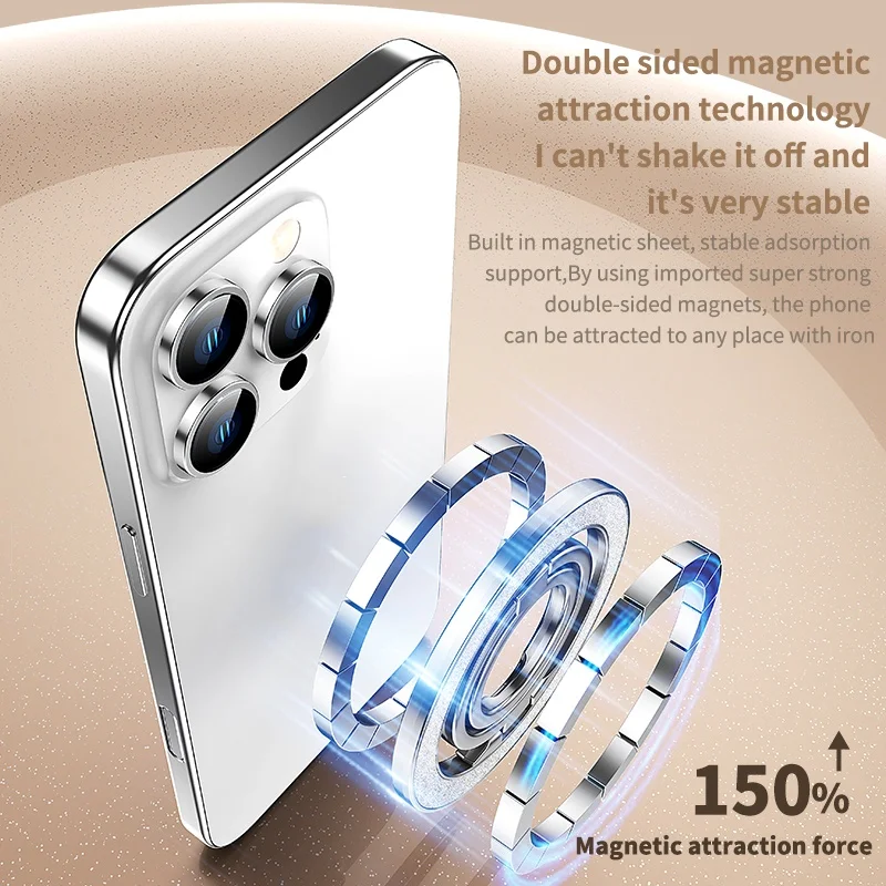 Dwustronny magnetyczny uchwyt na telefon komórkowy z pierścieniem na dwa palce, obrotowy, składany, kompatybilny z MagSafe, do iPhone 17 16 15 Pro i Samsung