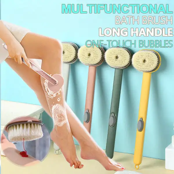 Long Handle Liquid Bath Brush Bathroom Body Brushes Back Body Bath Shower Sponge Exfoliating Scrub Massager Skin Cleaning Tools