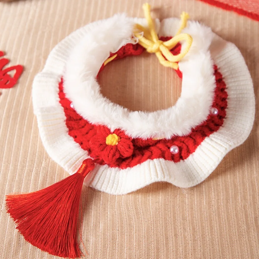 

Adjustable New Year Cat Scarf Comfortable Soft Handwoven Puppy Collar Cartoon Lucky Blessing Cat Knitted Tricot Pet Grooming