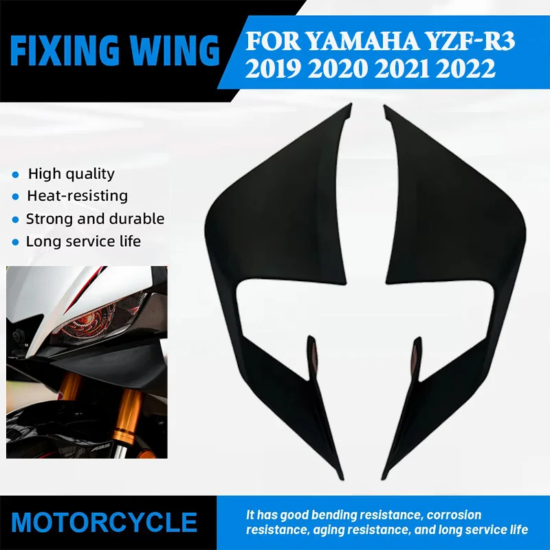 

For Yamaha YZF-R3 YZFR3 2019-2022 2020 2021 ABS Motorcycle fixed wing aerodynamic wing side wing side winglet windshield aileron
