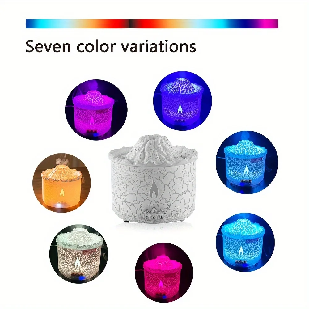 Aroma Essential Oil Diffuser 300 ML, Volcano And Flame Diffuser/Humidifier, Give2.11 Oz Hotel Collection Essential Oils, 7 Color