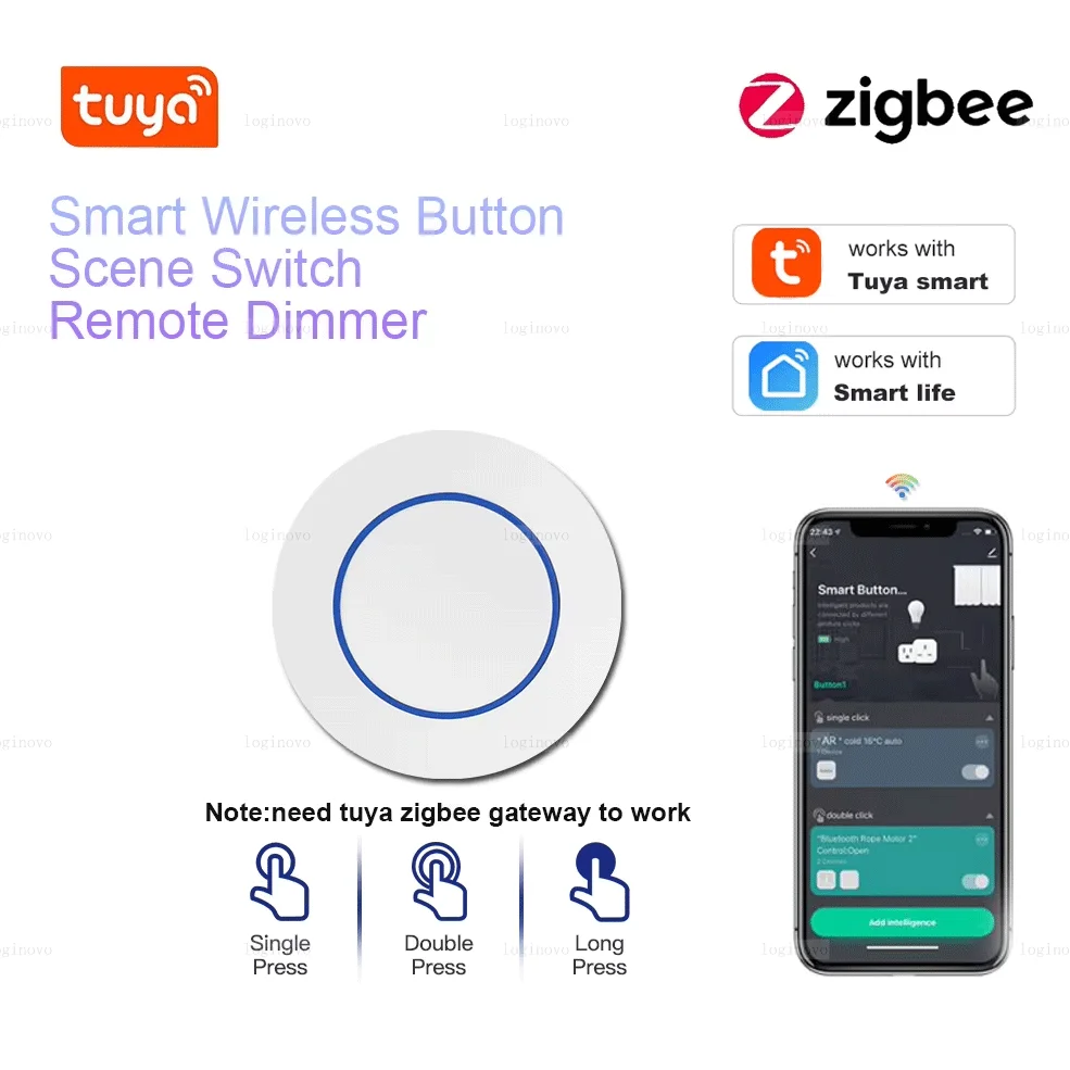 Tuya Zigbee Button Wireless Smart Scene Switch Automation Scenario Controller Smart Life Gadgets Required Zigbee Gateway