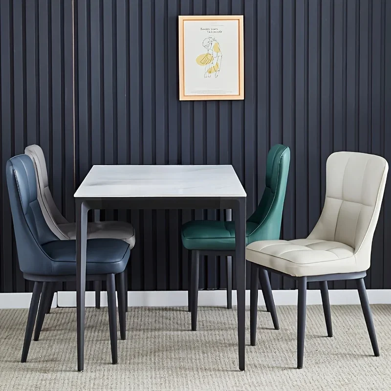 Modern Dining Chair with Soft Cushion and Metal Legs - Stylish Office Single Chair for Dormitory, Available in Green/Blue/Black image 6