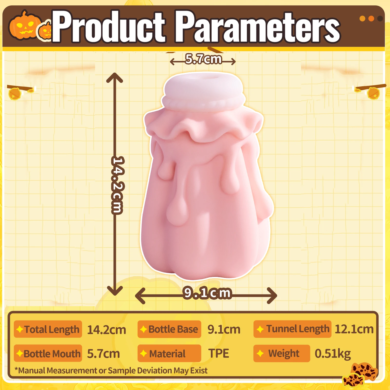 YUU Male Masturbators Pocket Pussy Anime Pumpkin Onahole Double Layer Process Realistic Vagina TPE Adult Sex Toy for Men 0.51kg - view 6