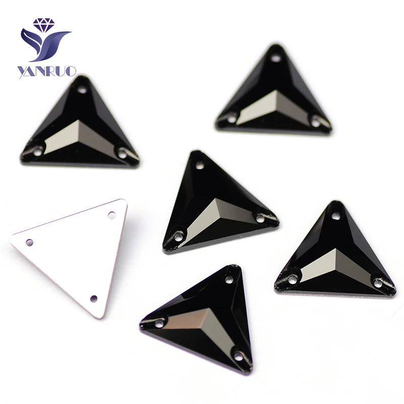 YANRUO 3270 All Sizes Jet Triangle Black Base Flatback Crystal Rhinestone Paste Sew On Strass For Clothes Decoration