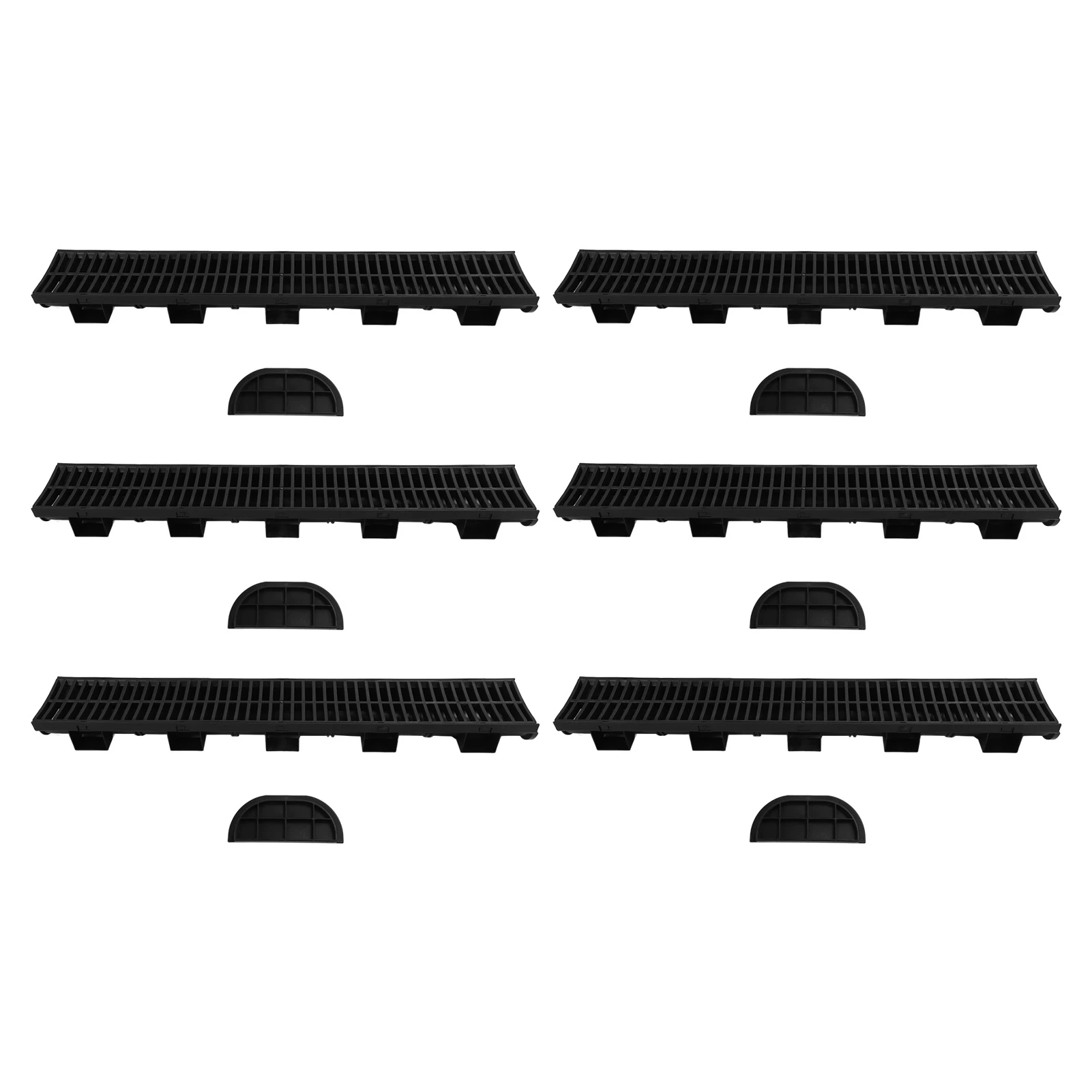 

6 Set Trench Drain System Interlocking Leakage Proof Channel Drain with Grates for Gardens Farms Terrace Trench Drain System