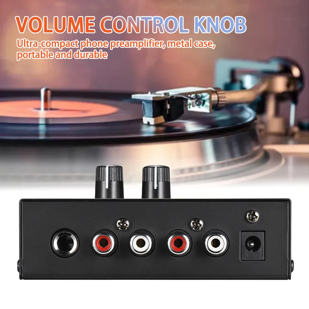 Ultra Compact PP500 Phono Preamplifier With Black Rubber Turntable Amplifier RCA Output and Low Noise Preamplifier