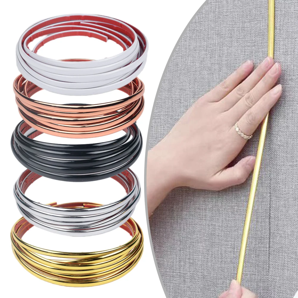 Flexible Corner Molding Trim Tape Anti-collision Wardrobe Moving Door Seam Self Adhesive- Decor Tape Waterproof PVC 0.8cm*5m