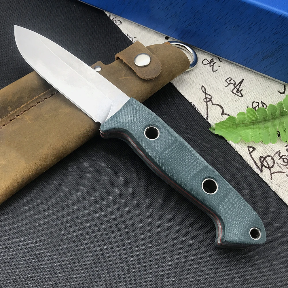BM 162 Bushcrafter Fixed Knife S30V Blade G10 Handle Outdoor Multi-hunting Camping Cutting Knife with Cowhide Sheath