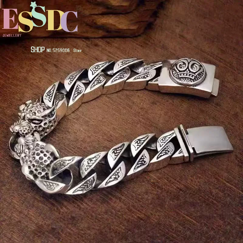 Enhance aura retro double leopard men's bracelet personality domineering hand-woven leopard old hip-hop trendy fashion