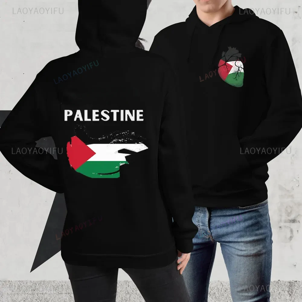 New in Hoodies & Sweatshirts Palestine Olive Hoodie Heart Calligraphy Hoodies Indipendence Gift Clothing Heart Flag Hoodies