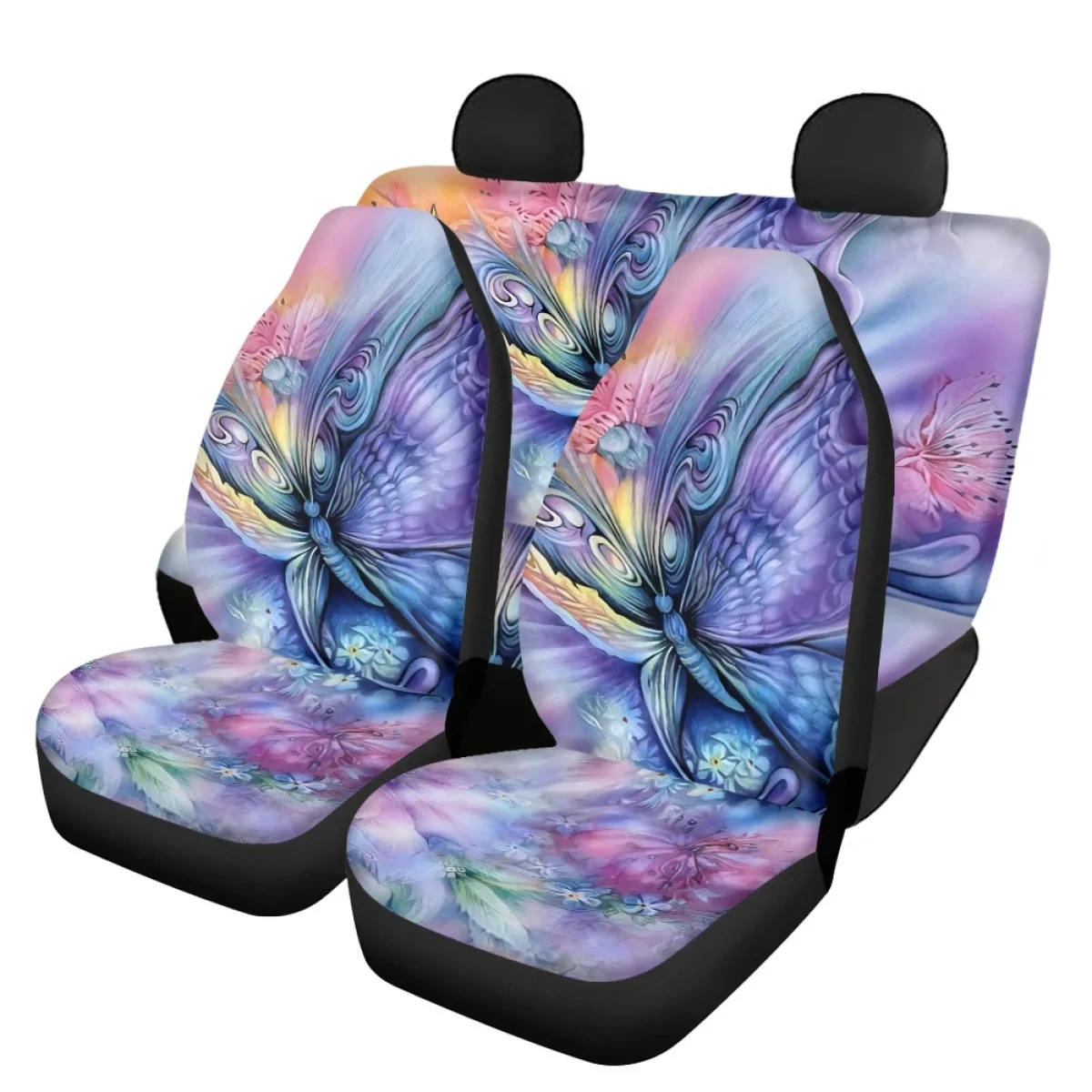 Colorful Dreamy Butterfly Print Car Seat Cushion Cover All-inclusive Five-seat Universal Car Seat Cover Front and Rear Cushions