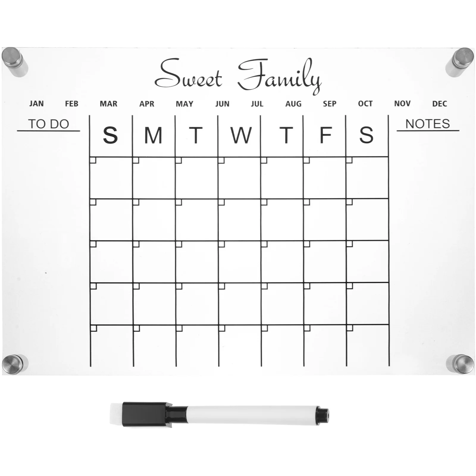 

1Set Acrylic Clear Monthly Weekly Plan Board Dry Erase Calendar Memo Message Board for Office Kitchen Fridge Desktop