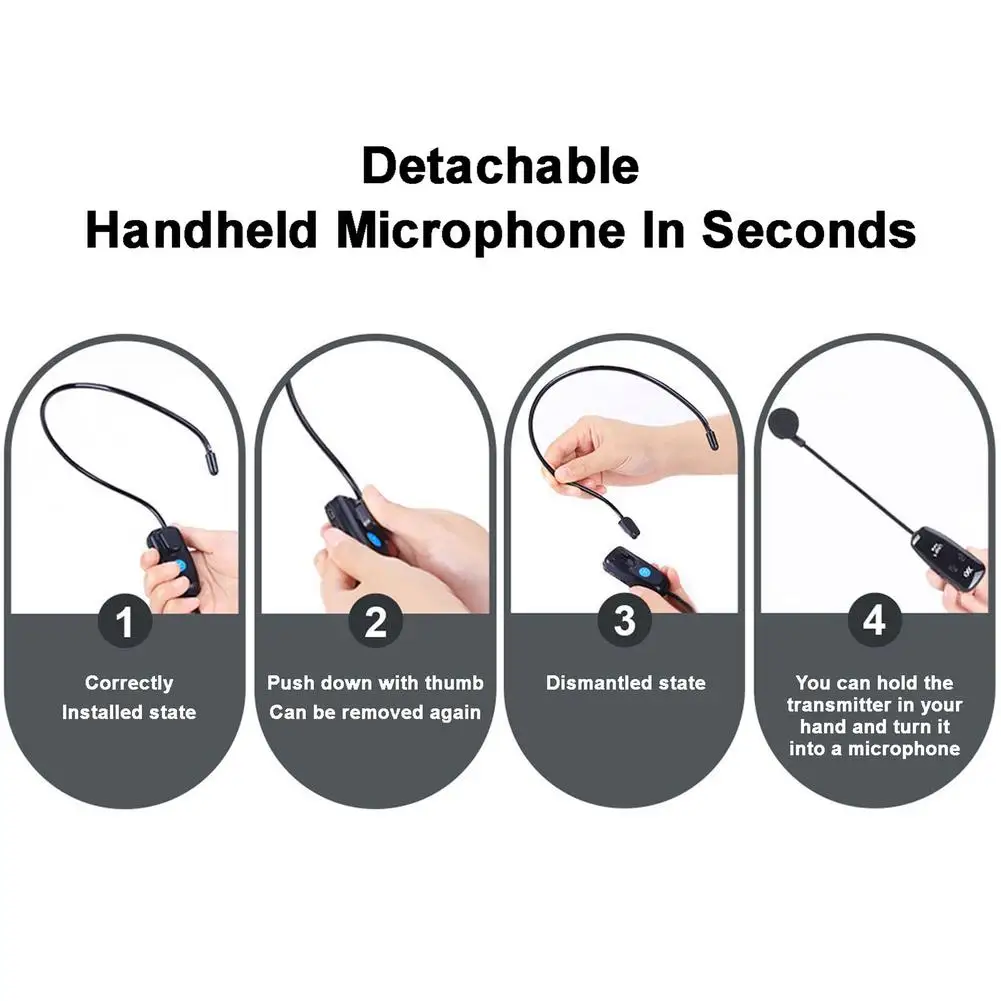 Microfone sem fio uhf treinamento de desempenho ao ar livre ensinando micr cabeça-montado handheld para alto-falantes de amplificador de voz