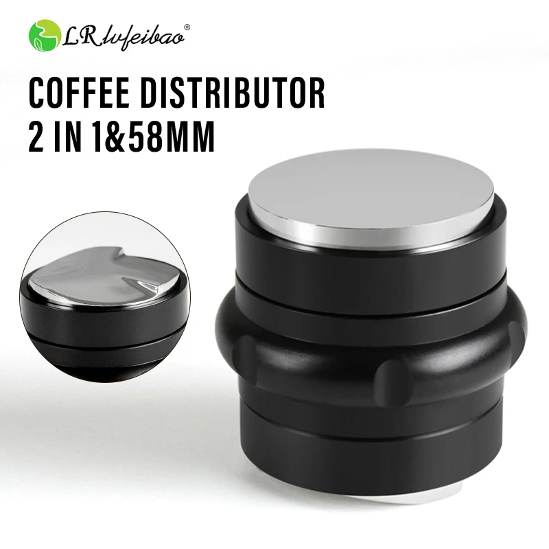 58mm Coffee Distributor & Tamper for all 58mm Portafilters, 2-in-1 Adjustable Espresso Distribution Leveler & Tamping Tool