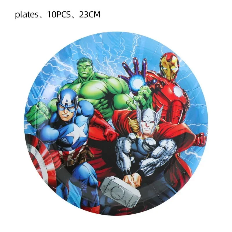 Avengers Birthday Party Paper Plate Paper Cup Table Cloth League of Legends Marvel Party Dinner Set Flag Pulling Balloon