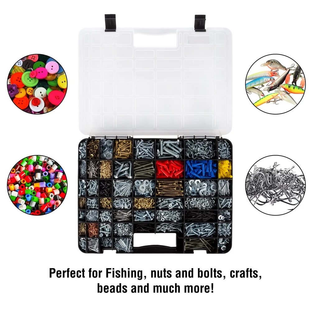 安全なラッチ付きポータブル収納ケース 55 コンパートメントオーガナイザー ネジ ボルト ナット 釣具 クラフト用品