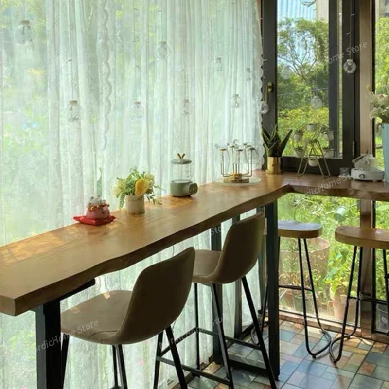 

Modern Wood Bar Table Balcony Lean Against Saloon Commercial Desk Dj Bar Table Reception Booth Night Club Furniture