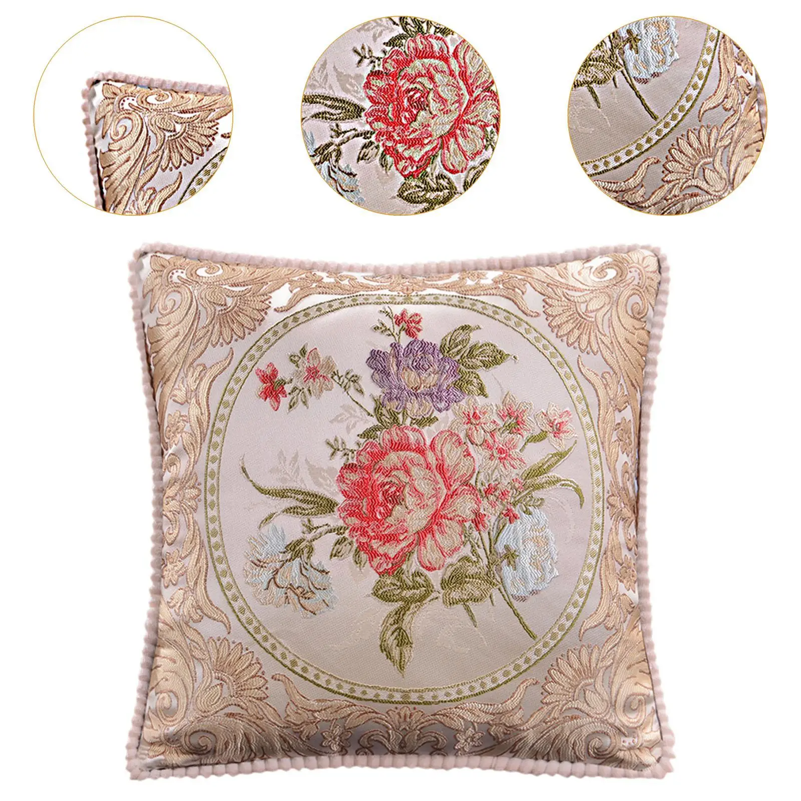 Capa de almofada bordada 18x18 floral jacquard almofada decorativa vintage para sofá sala de estar quarto