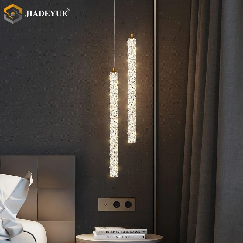 

Luxury crystal pendant light LED modern simple adjustable light bedroom living room TV background wall small pendant light