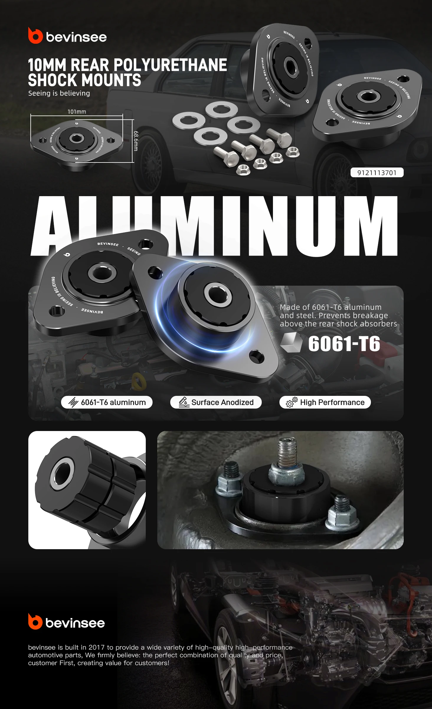 (EU-Lager) 10mm Hintere 85A Polyurethan-Stoßdämpferhalterungen für BMW E46 E36 E30 Z3 E36 Z4 E85 E86, Ersatz für 33521137972,33521128734,33521128819,33526779670 – Detail 2