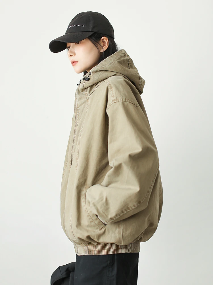 

Waed Workwear Jaet Men's Hooded Loose Outerwear Outdoor Casual Top American Retro Sle Street Faion Cotton 00%