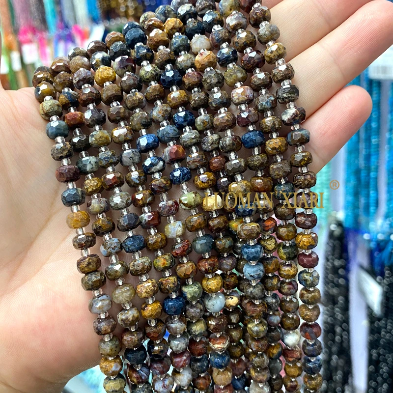 الحجر الطبيعي جوهرة جنوب الأخضر اليشم 6x8 مللي متر الأوجه Rondelle خزر عازل لصنع المجوهرات أساور يدوية إكسسوارات جذابة