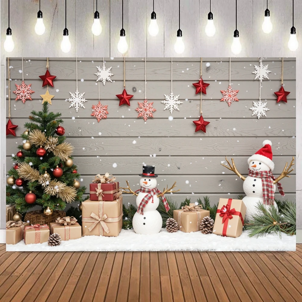 Background for Christmas Photography Xmas Winter Window Curtains Frozen Pine Forest Snow Kids Family Party Background Decor view 6
