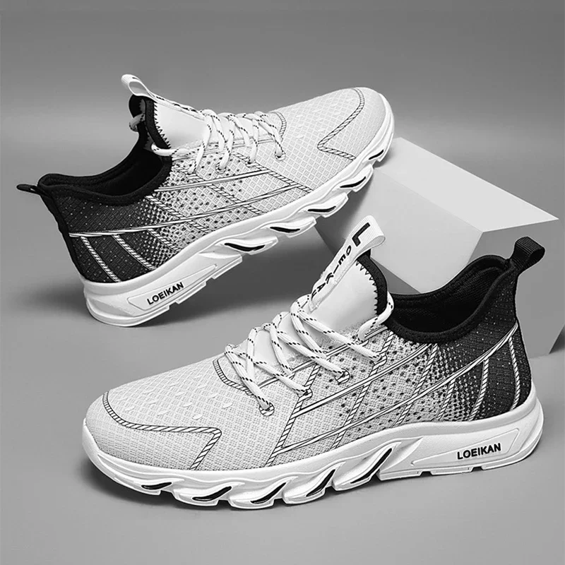 

Большие всесезонные дышащие и удобные мужские универсальные повседневные спортивные кроссовки с тканой сеткой на шнуровке для бега на открытом воздухе