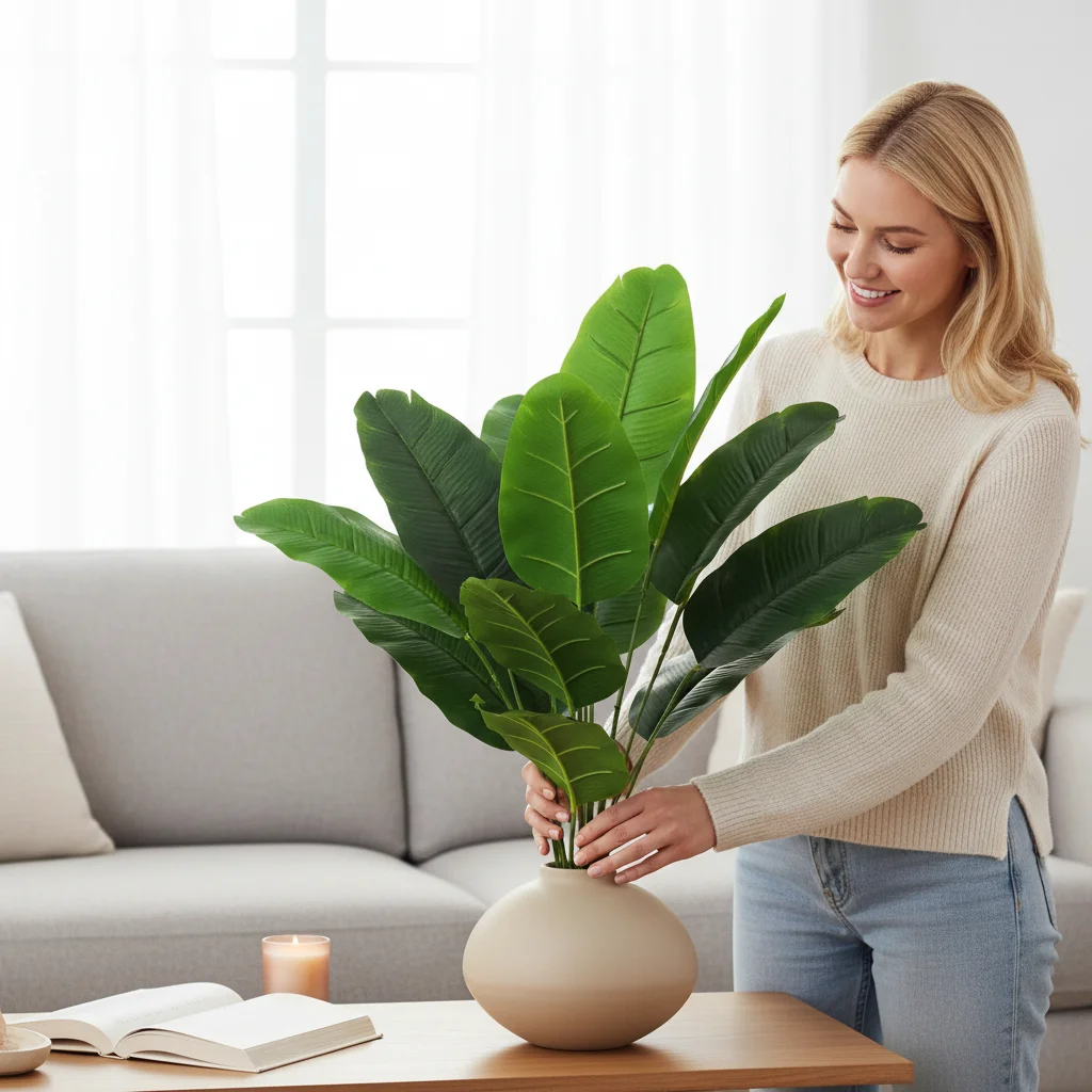 2 Pack Artificial Banana Plants, Versatile Floor/Table Decor for Indoor Outdoor Wedding, Party, Office, Garden Use