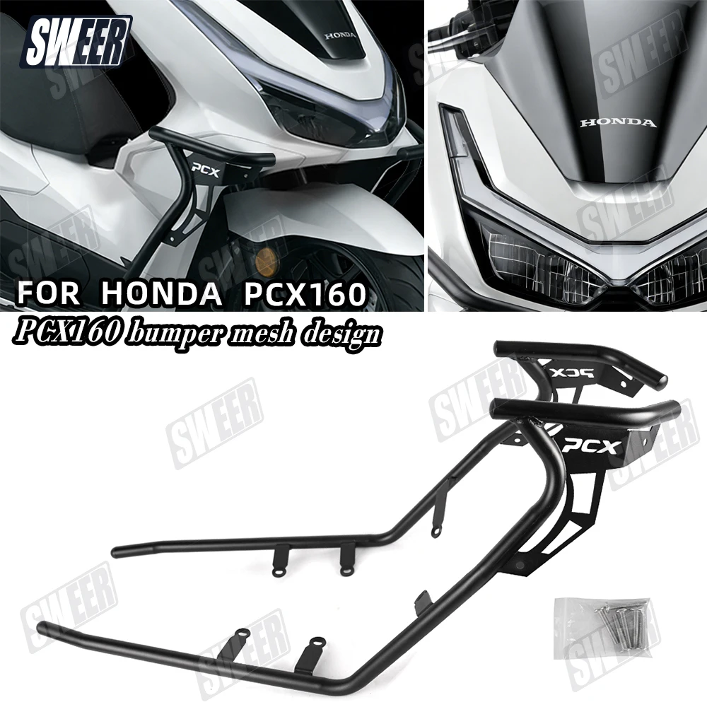 Motorcycle Carbon Steel Bumper Compatible With Honda PCX125 PCX160 2021-2024 Front Metal Anti-Crash Bar Modified Accessories