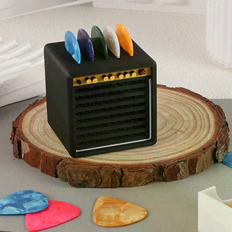 Ontwerper 3D-geprinte draagbare gitaarplectrumhouder met uittrekbare lade; Waterdichte en stofdichte cadeaus voor muzikanten