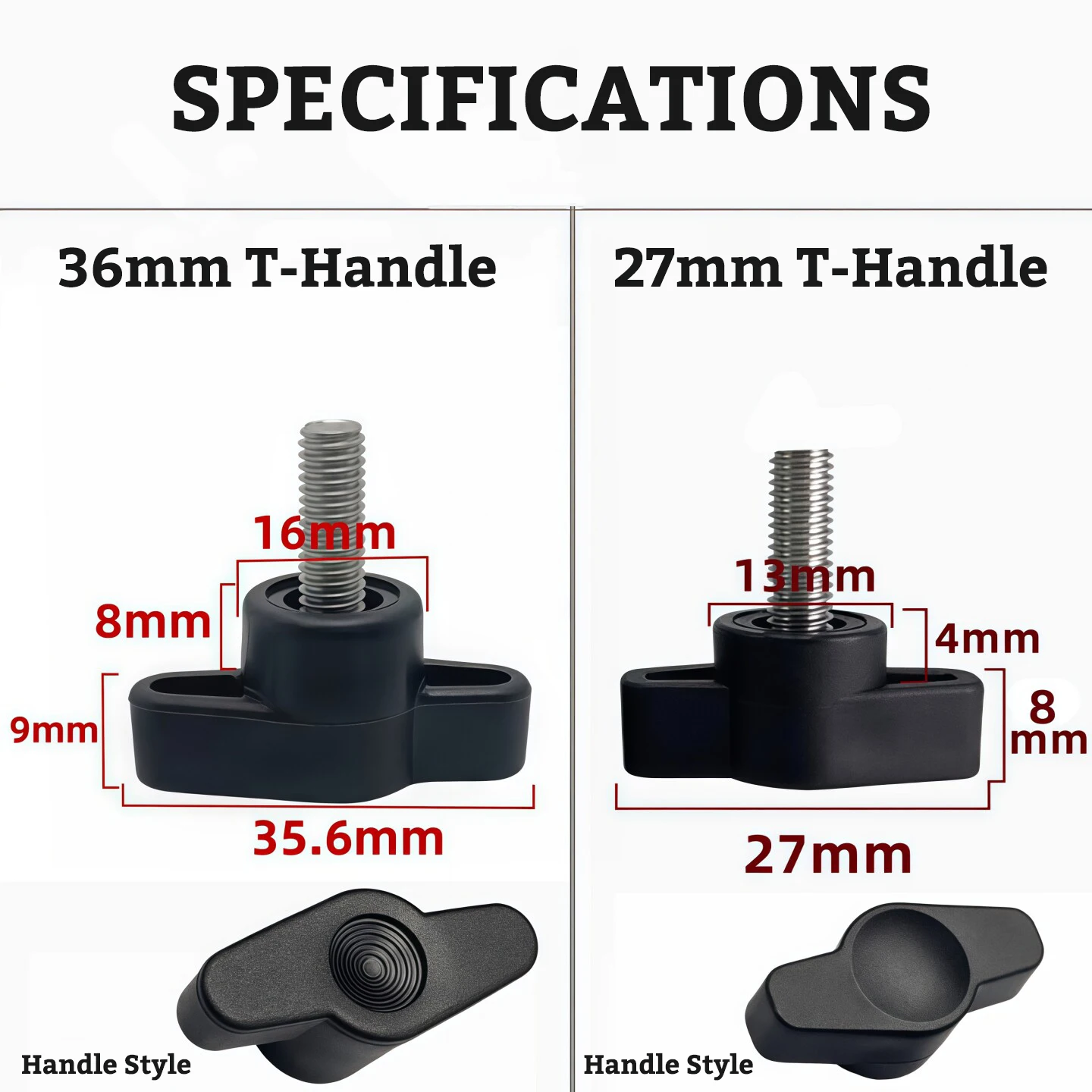 304 Stainless Z-Shaped Thumb Screw, Black Plastic Offset Hand Knob Bolt for Equipment Panels Furniture Quick Adjust M4-M8 10/4pc