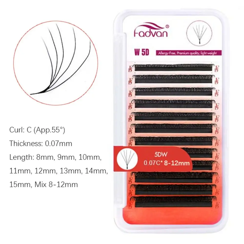 Natürliche C-Locken-Wimpernverlängerungen, 5D W-förmig, 0,07 mm, falsche Wimpern, Augen-Make-up, Schönheit, Nerz, einzelne Wimpern für Frauen