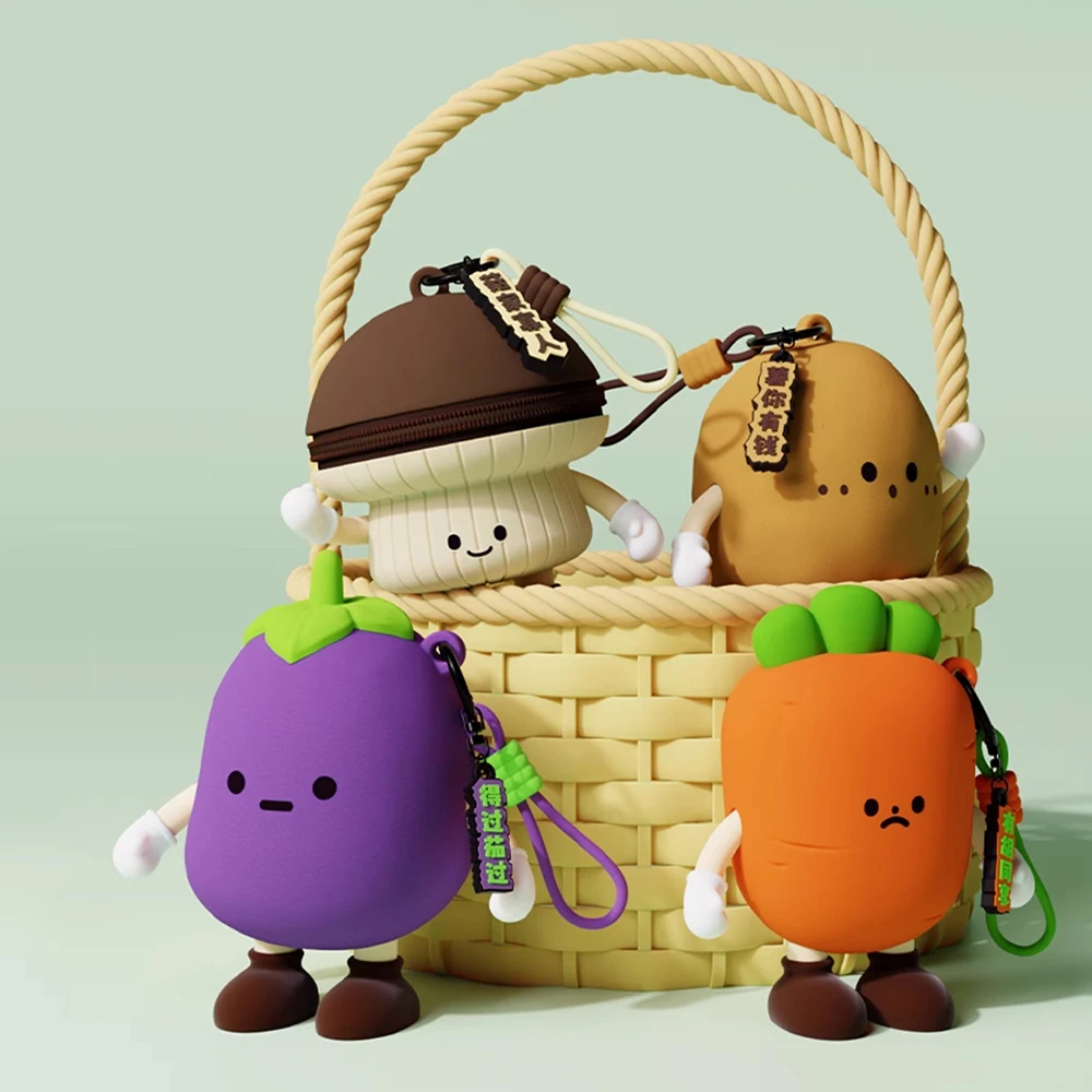 

Vegetable Series Soft Silicone Cute Cartoon Mini Coin Purses with Eggplant and Carrot Designs