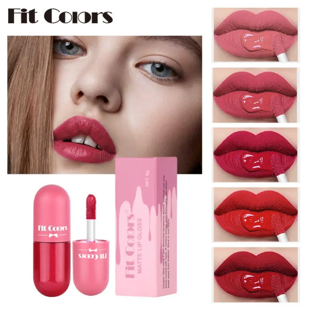 Antihaft-Tasse Lippenstift Mini Pille Lip gloss 5 Farben Feuchtigkeit Lippenstift Kapsel Lippen glasur Lippen Make-up weichen Nebel Lip gloss Kosmetik