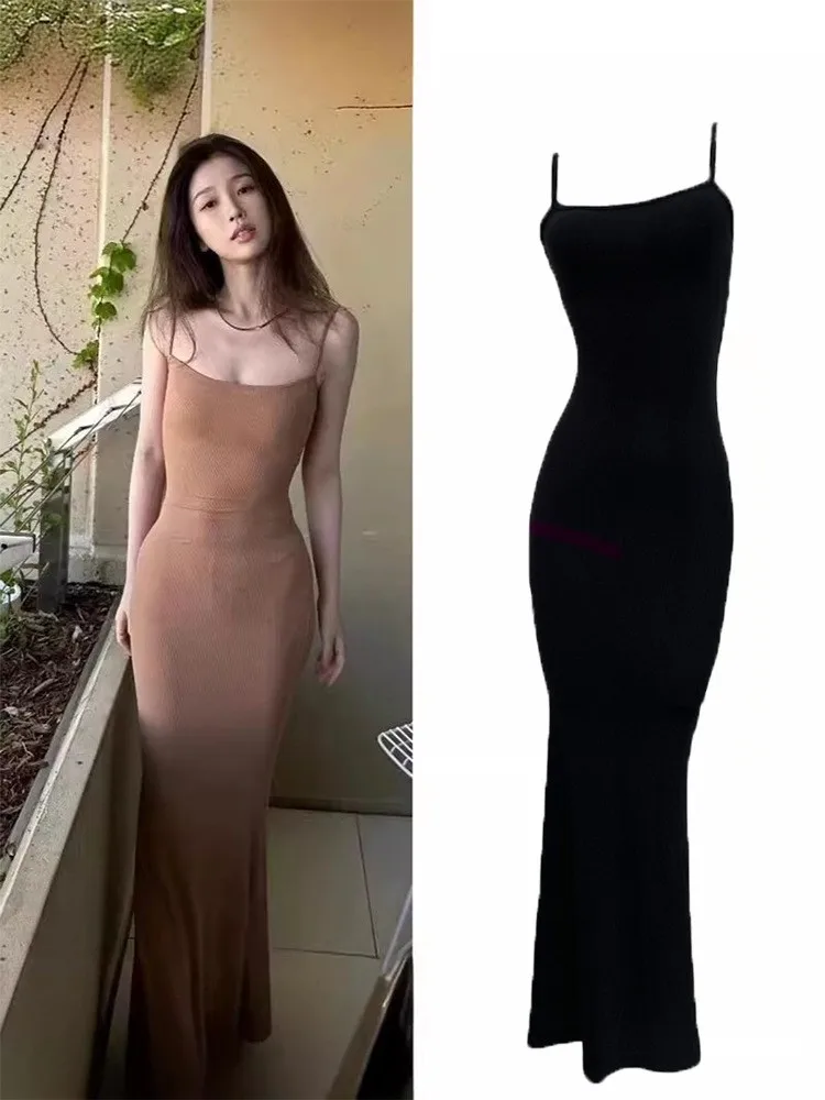 

Летнее женское платье-макси без бретелек с высокой талией, облегающее, из вискозы в рубчик, с длинным рукавом, для вечерних выходов