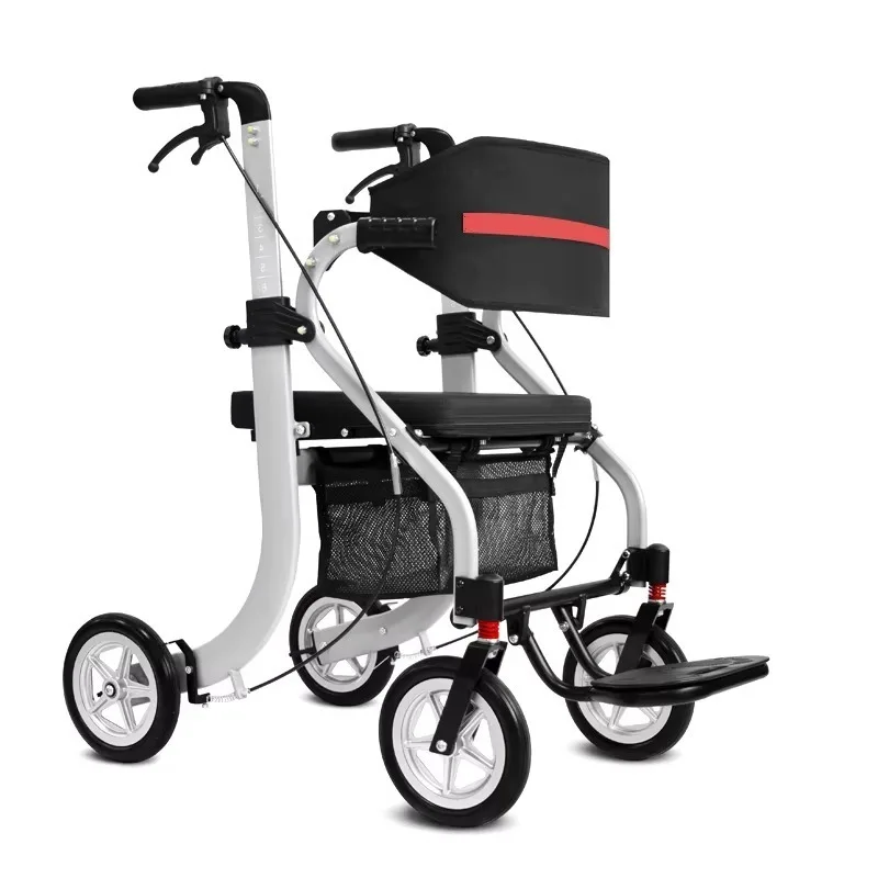 

Ultra-Light Rollator Walker with Seat, 4-Wheeled Travel Trolley for Elderly & Disabled | Multi-Functional Mobility Aid