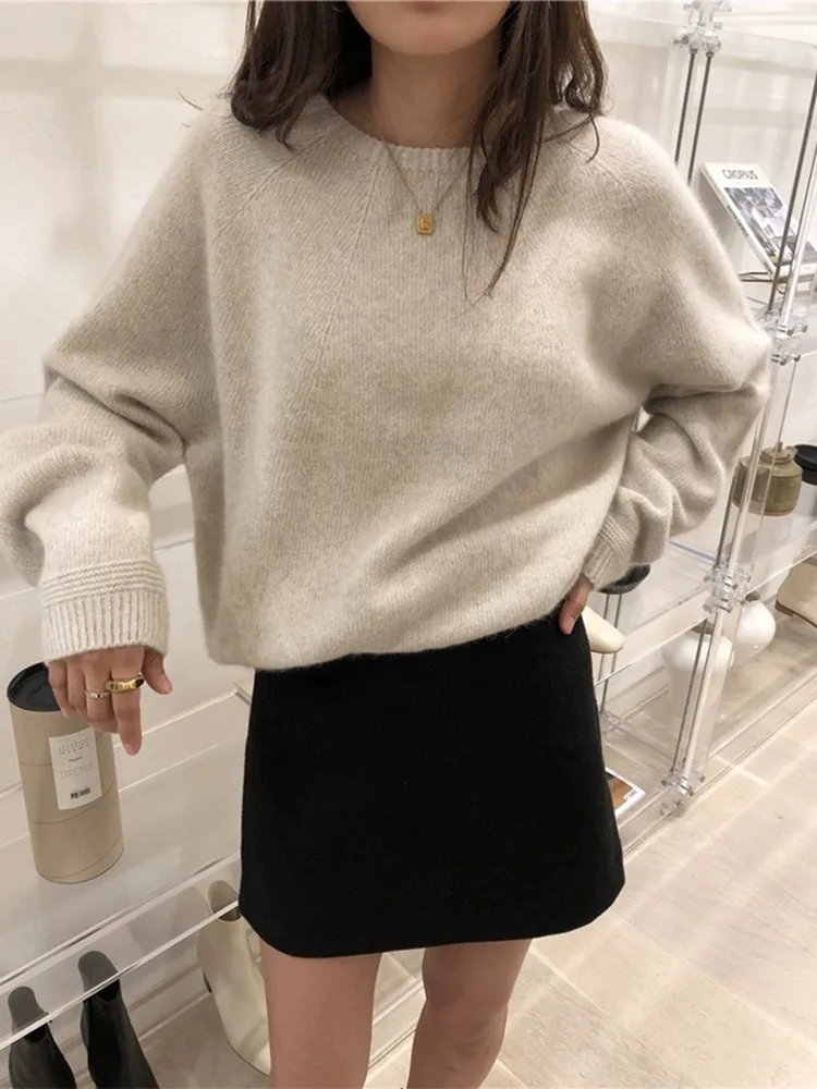 2023 Cardigan Women\'s Round Neck Pullover Loose And Lazy Autumn And Winter Sweater New Knitted Bottoming Shirt