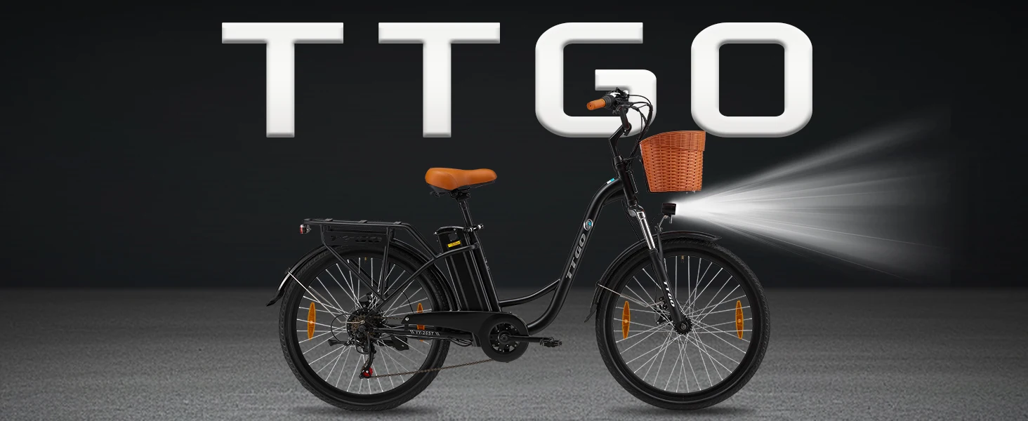 TTGO YY-26ST Electric Bike 26 Inch E-bike 36V14.5 Ah Battery,City Bike 60-75 km Electric Bicycle with Basket EBike for Men Women