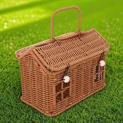 

Wicker Shaped Gift Basket Handwoven Rattan Decorative Storage Basket for Easter Flowers Fruits Chocolates Wedding Picnic