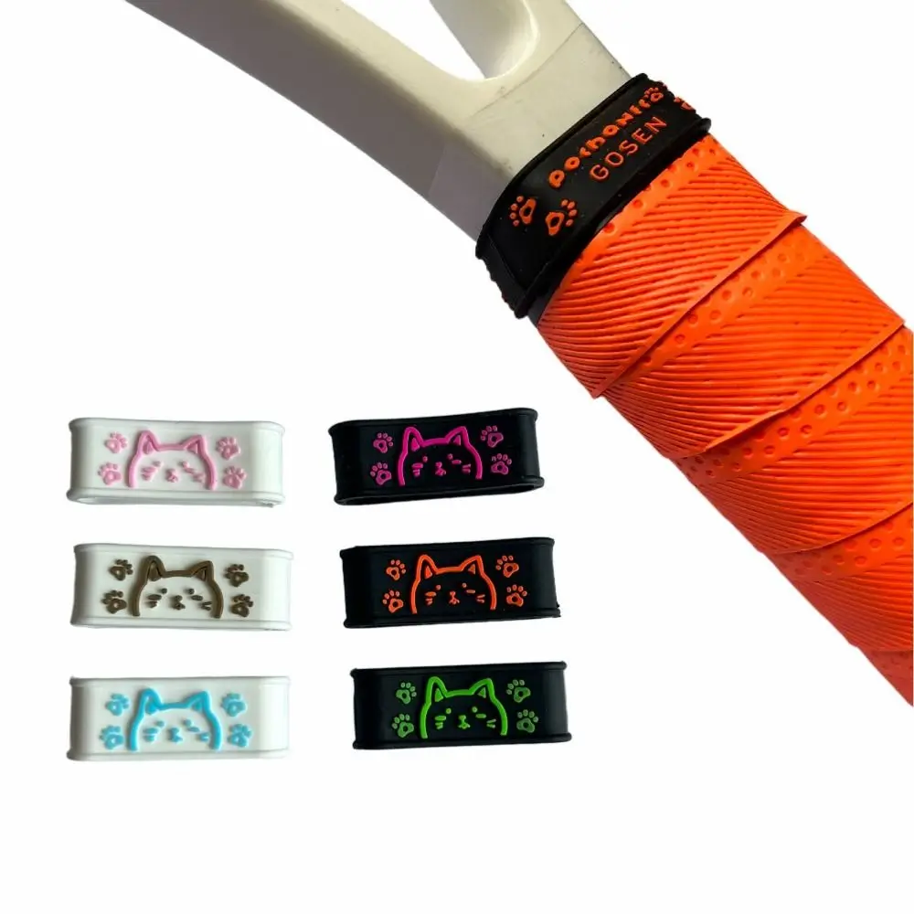 

2 шт., фиксированные теннисные ручки, резиновое кольцо, силиконовые ручки с мультяшным котом, силиконовое кольцо, противоскользящее эластичное