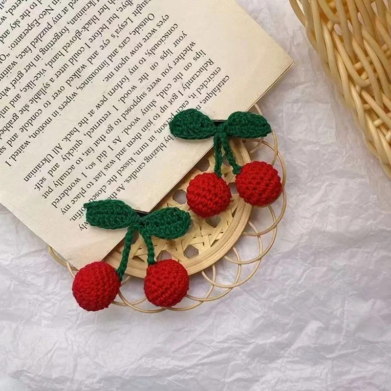 Popular 2Pcs Red Cherry Hair Clip For Baby Girls Cute Hairpin Barrette Side Clip Child Headwear Hair Accessories No backing card
