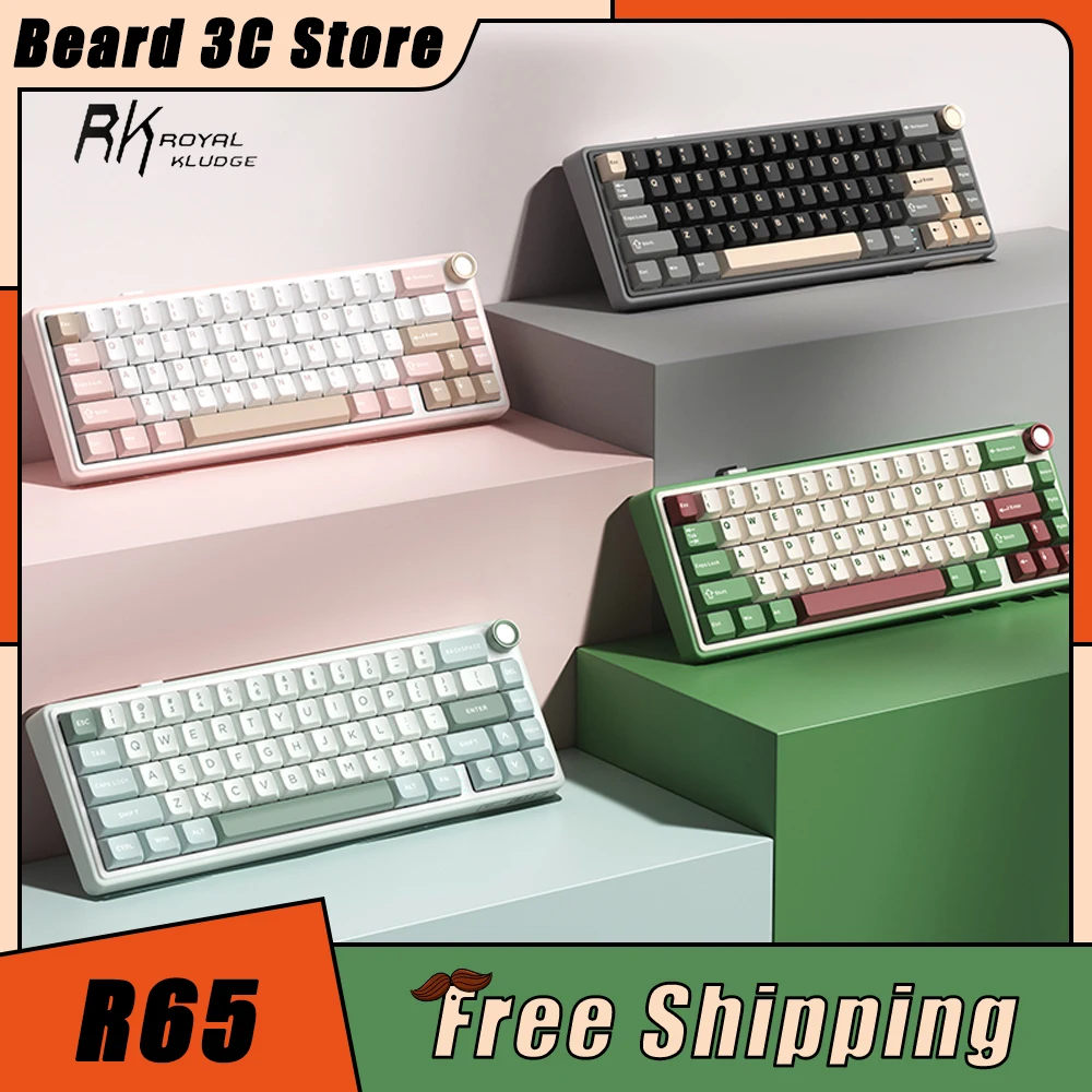 

RK R65 Mechanical Keyboard Three Mode Multifunctional Knob Dynamic RGB Hot Swap Wireless Gaming Keyboard HIFI Pc Gamer Office